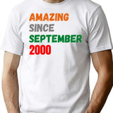 Amazing Since September 2000 T-Shirt - Retro Graphic Tee for Men & Women - White
