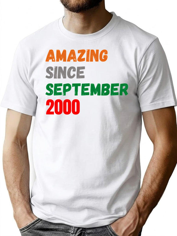 Amazing Since September 2000 T-Shirt - Retro Graphic Tee for Men & Women - White