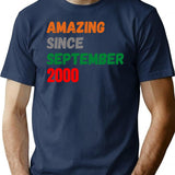 Amazing Since September 2000 T-Shirt - Retro Graphic Tee for Men & Women - Navy