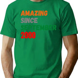 Amazing Since September 2000 T-Shirt - Retro Graphic Tee for Men & Women - Green