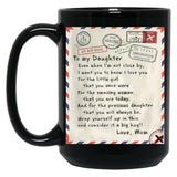 America Air Mail To My Daughter Black Coffee Mug