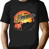 America Band Classic T-Shirt - Retro Graphic Tee for Men & Women - Black