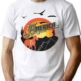 America Band Classic T-Shirt - Retro Graphic Tee for Men & Women - White