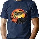 America Band Classic T-Shirt - Retro Graphic Tee for Men & Women - Navy