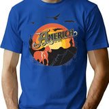 America Band Classic T-Shirt - Retro Graphic Tee for Men & Women - Blue