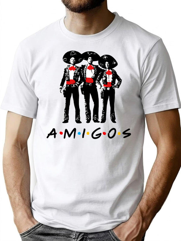 Amigos - Vintage Three Amigos T-Shirt - Retro Graphic Casual Tee - White