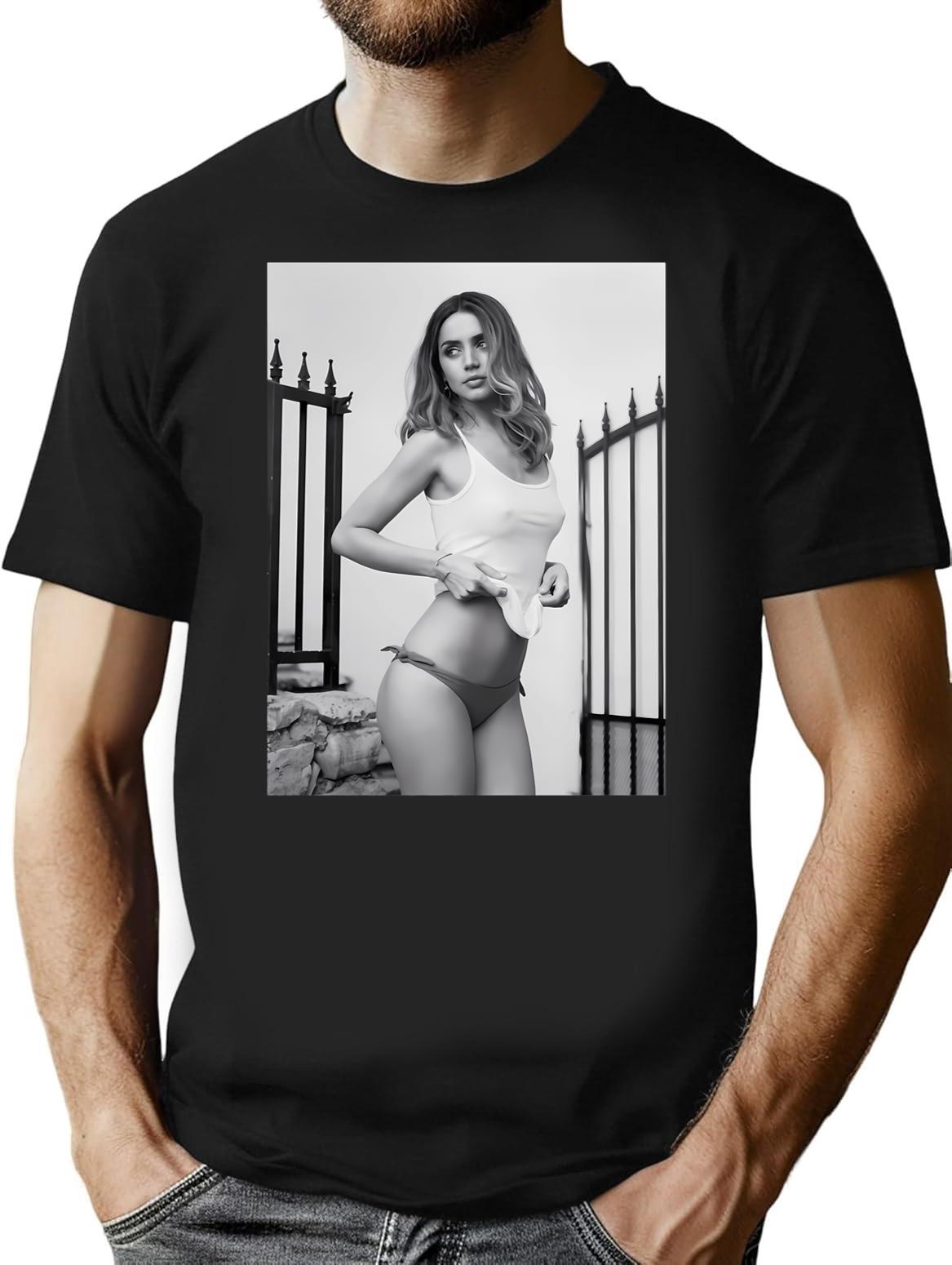 Ana De Armas Pwa T-Shirt - Retro Graphic Tee for Men & Women - Black