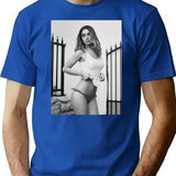 Ana De Armas Pwa T-Shirt - Retro Graphic Tee for Men & Women - Blue