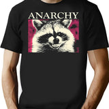 Anarchy Raccoon In Pink T-Shirt - Retro Graphic Tee for Men & Women - Black