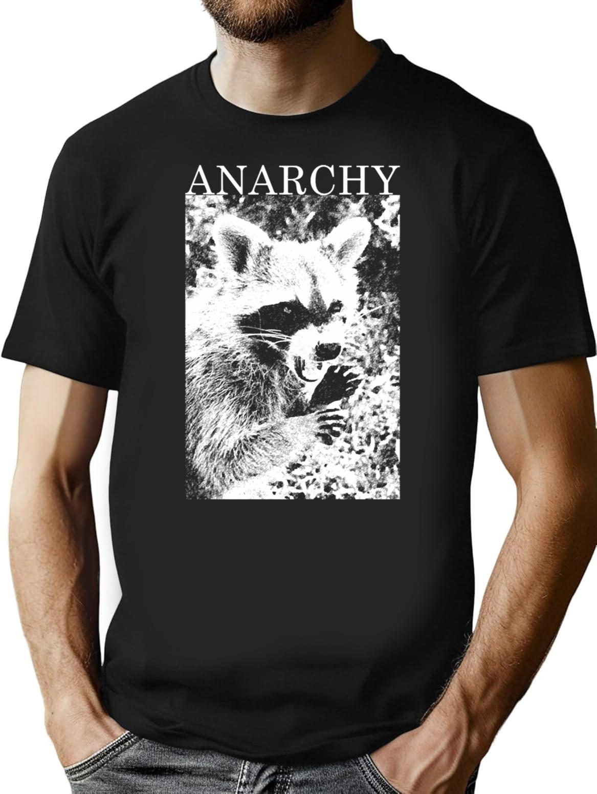 Anarchy Raccoon T-Shirt - Retro Graphic Tee for Men & Women - Black