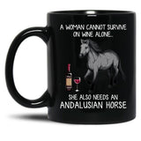 Andalusian Horse And Wine Funny Horse Black Coffee Mug, Gift Coffee Mug