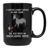 Andalusian Horse And Wine Funny Horse Black Coffee Mug, Gift Coffee Mug - Black