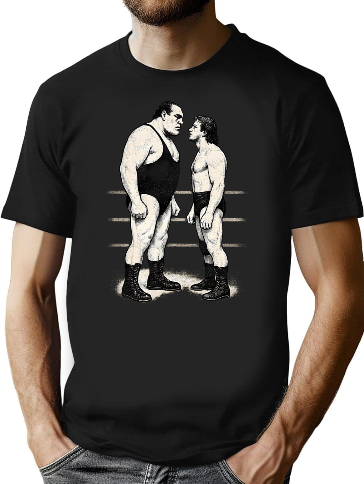 Andre Vs Hogan T-Shirt - Retro Graphic Tee for Men & Women - Black
