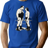 Andre Vs Hogan T-Shirt - Retro Graphic Tee for Men & Women - Blue