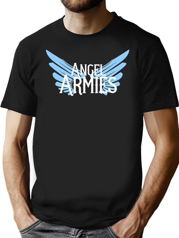 Angel Armies Gear T-Shirt - Retro Graphic Tee for Men & Women - Black