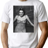 Angelina Sexy Smile T-Shirt - Retro Graphic Tee for Men & Women - White