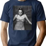 Angelina Sexy Smile T-Shirt - Retro Graphic Tee for Men & Women - Navy