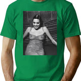 Angelina Sexy Smile T-Shirt - Retro Graphic Tee for Men & Women - Green