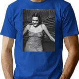 Angelina Sexy Smile T-Shirt - Retro Graphic Tee for Men & Women - Blue
