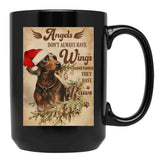 Angels Dont'S Always Have Wings Sometimes Thet Have Paws Dachshund Black Coffee Mug - Black