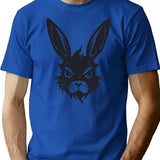 Angry Black Rabbit T-Shirt - Retro Graphic Tee for Men & Women - Blue