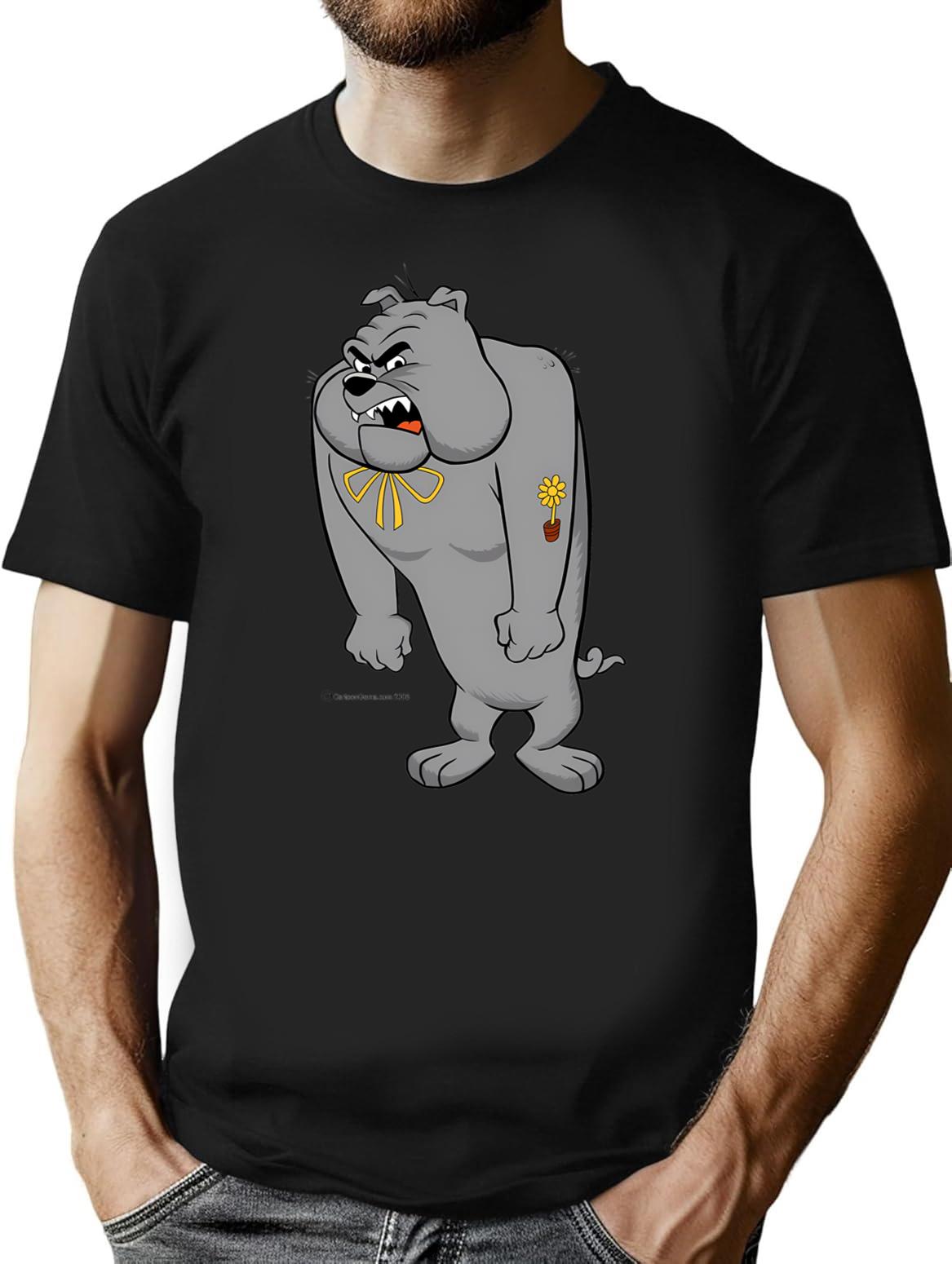 Angry Bulldog T-Shirt - Retro Graphic Tee for Men & Women - Black