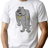 Angry Bulldog T-Shirt - Retro Graphic Tee for Men & Women - White