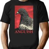 Anguish Pigeon T-Shirt - Retro Graphic Tee for Men & Women - Black