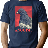 Anguish Pigeon T-Shirt - Retro Graphic Tee for Men & Women - Navy