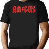 Angus Rock Roll T-Shirt - Retro Graphic Tee for Men & Women - Black