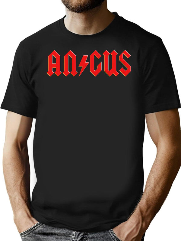Angus Rock Roll T-Shirt - Retro Graphic Tee for Men & Women - Black
