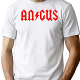 Angus Rock Roll T-Shirt - Retro Graphic Tee for Men & Women - White