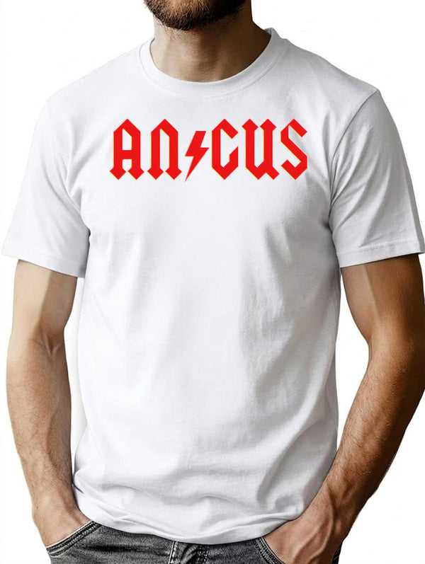 Angus Rock Roll T-Shirt - Retro Graphic Tee for Men & Women - White