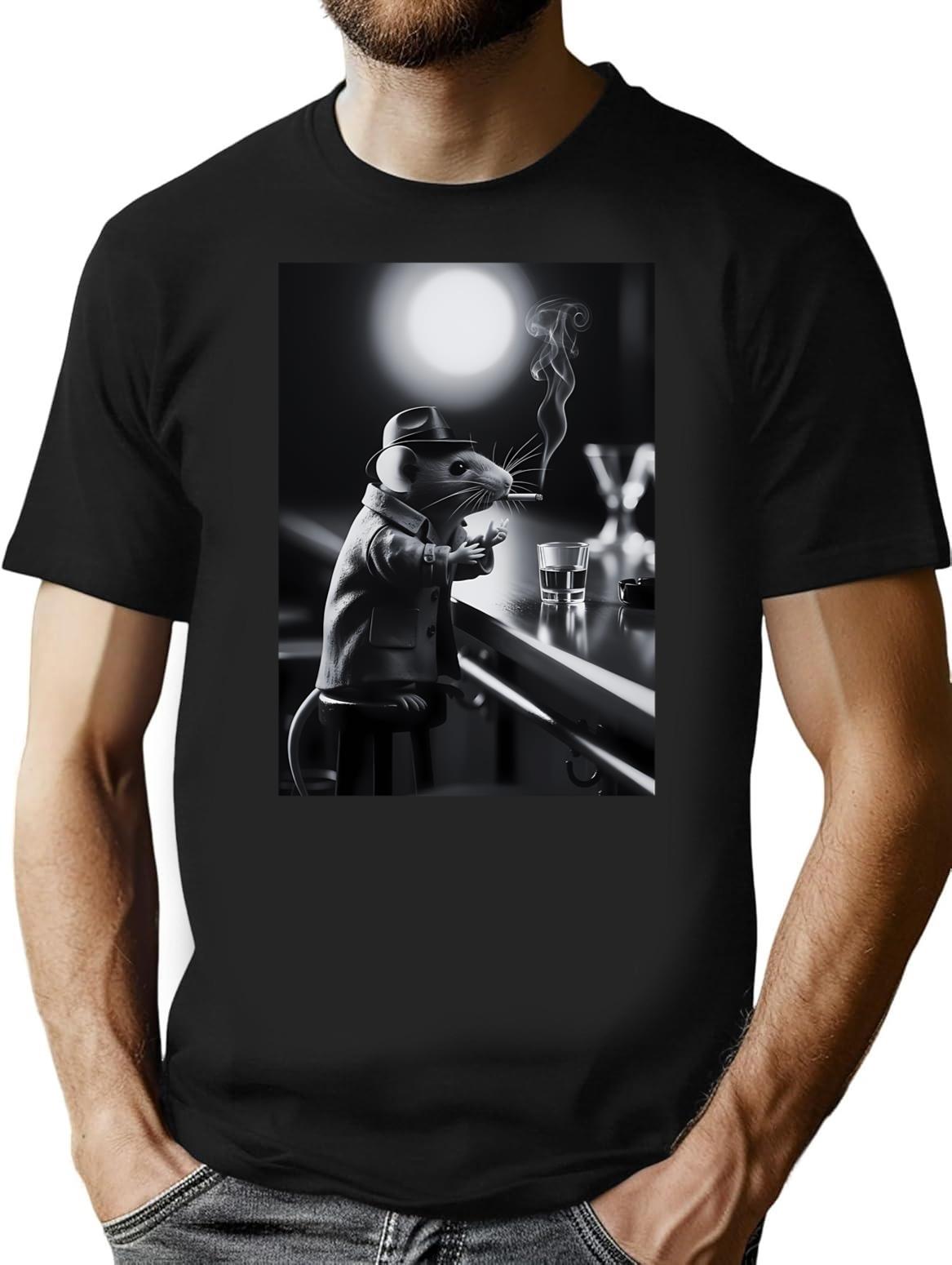 Animal Instinct - Mouse Noir T-Shirt - Retro Graphic Tee for Men & Women - Black