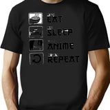 Anime Sweatshirt Anime Lover Gift Anime Gift Eat Sleep Anime Repeat Anime Sweater Fun Sweatshirt Manga Sweatshirt - Black
