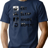 Anime Sweatshirt Anime Lover Gift Anime Gift Eat Sleep Anime Repeat Anime Sweater Fun Sweatshirt Manga Sweatshirt - Navy