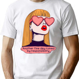 Another Fine Day Ruined By Responsibilities Funny Retro Pop Art T-Shirt - White