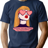 Another Fine Day Ruined By Responsibilities Funny Retro Pop Art T-Shirt - Navy