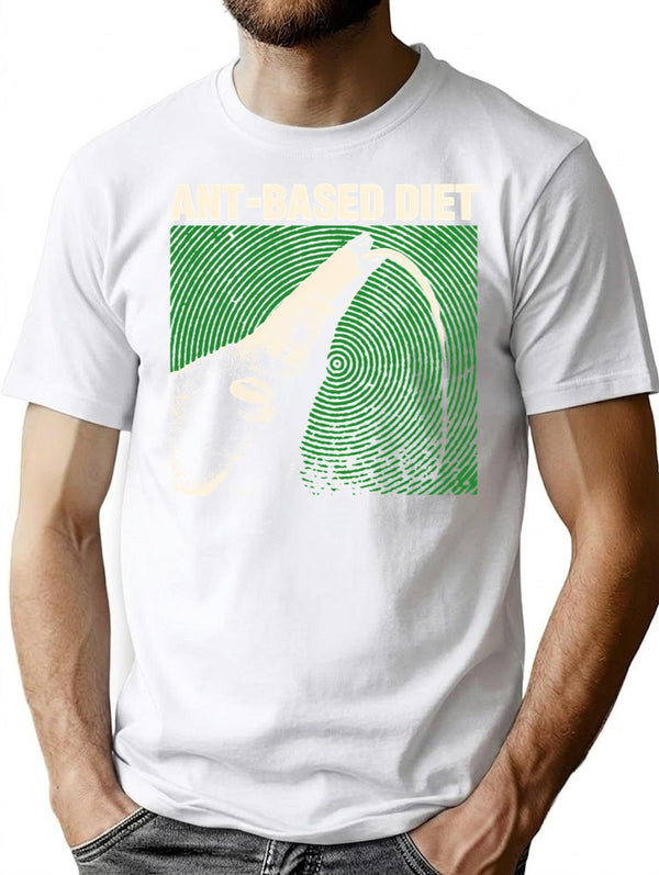 Ant-based Diet Anteater T-Shirt - Retro Graphic Tee for Men & Women - White