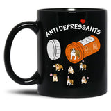 Antidepressant Bulldog Black Coffee Mug, Gift Coffee Mug