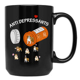 Antidepressant Bulldog Black Coffee Mug, Gift Coffee Mug - Black