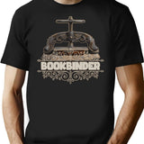 Antique Vintage Bookbinder Typography Press T-Shirt - Retro Graphic Casual Tee - Black