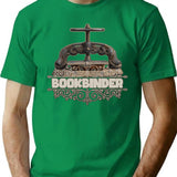 Antique Vintage Bookbinder Typography Press T-Shirt - Retro Graphic Casual Tee - Green