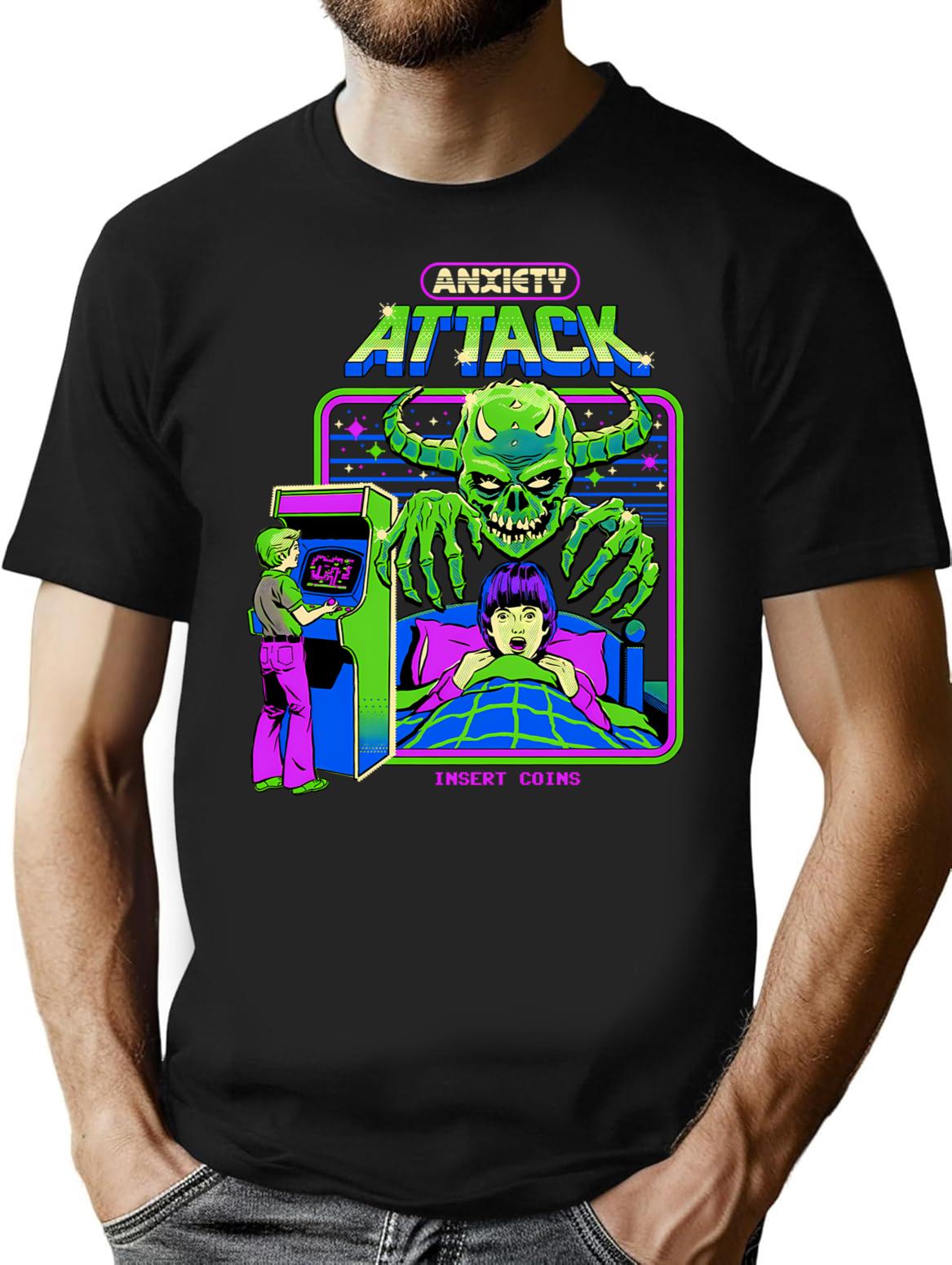 Anxiety Attack T-Shirt - Retro Graphic Tee for Men & Women - Black