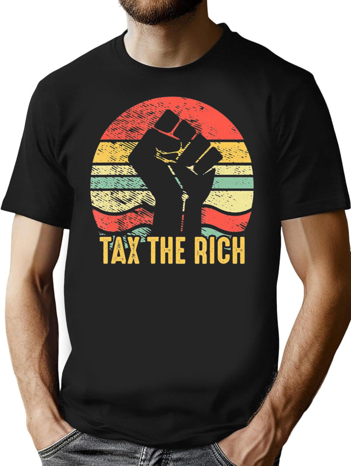 Aoc Tax The Rich Retro Vintage Anti T-Shirt - Black