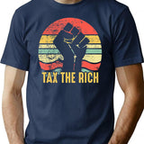 Aoc Tax The Rich Retro Vintage Anti T-Shirt - Navy