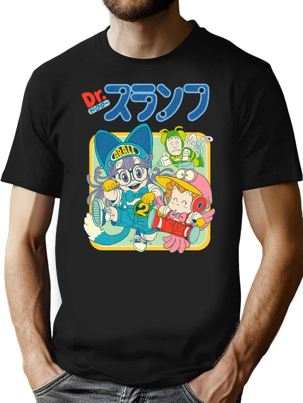 Arale Dr.slump T-Shirt - Retro Graphic Tee for Men & Women - Black