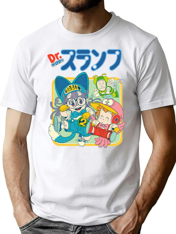 Arale Dr.slump T-Shirt - Retro Graphic Tee for Men & Women - White