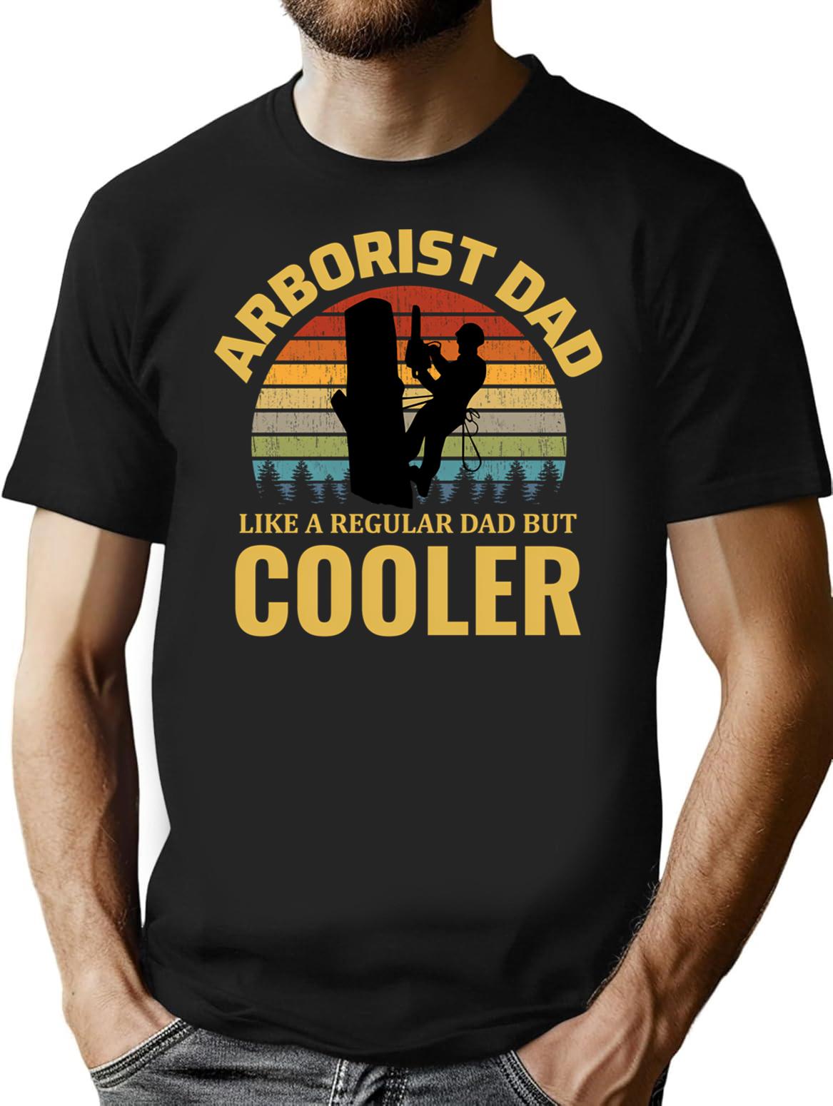 Arborist Dad Tree Climber Climbing Vintage Retro T-Shirt - Black