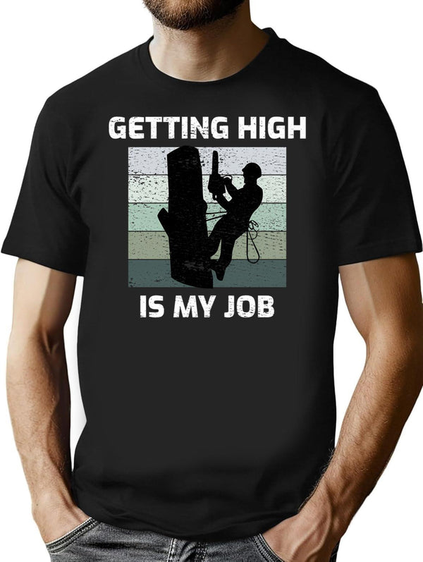 Arborist Tree Surgeon Climber Climbing Chainsaw Arboriculture Vintage Retro T-Shirt - Black